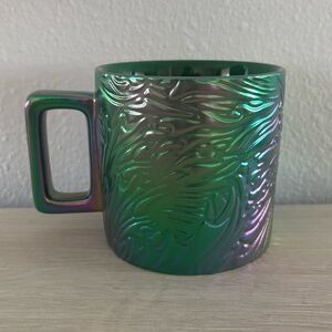 Starbucks 2024 Spring Iridescent Green Siren Mermaid Tail Ceramic Mug Coffee NEW